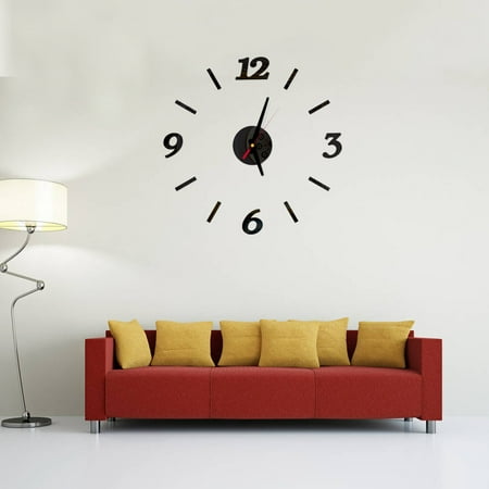 KALLORY 1Set Modern Decorative Wall Clock Black Acrylic Silent Movement for Living Room Bedroom Home Decorations
