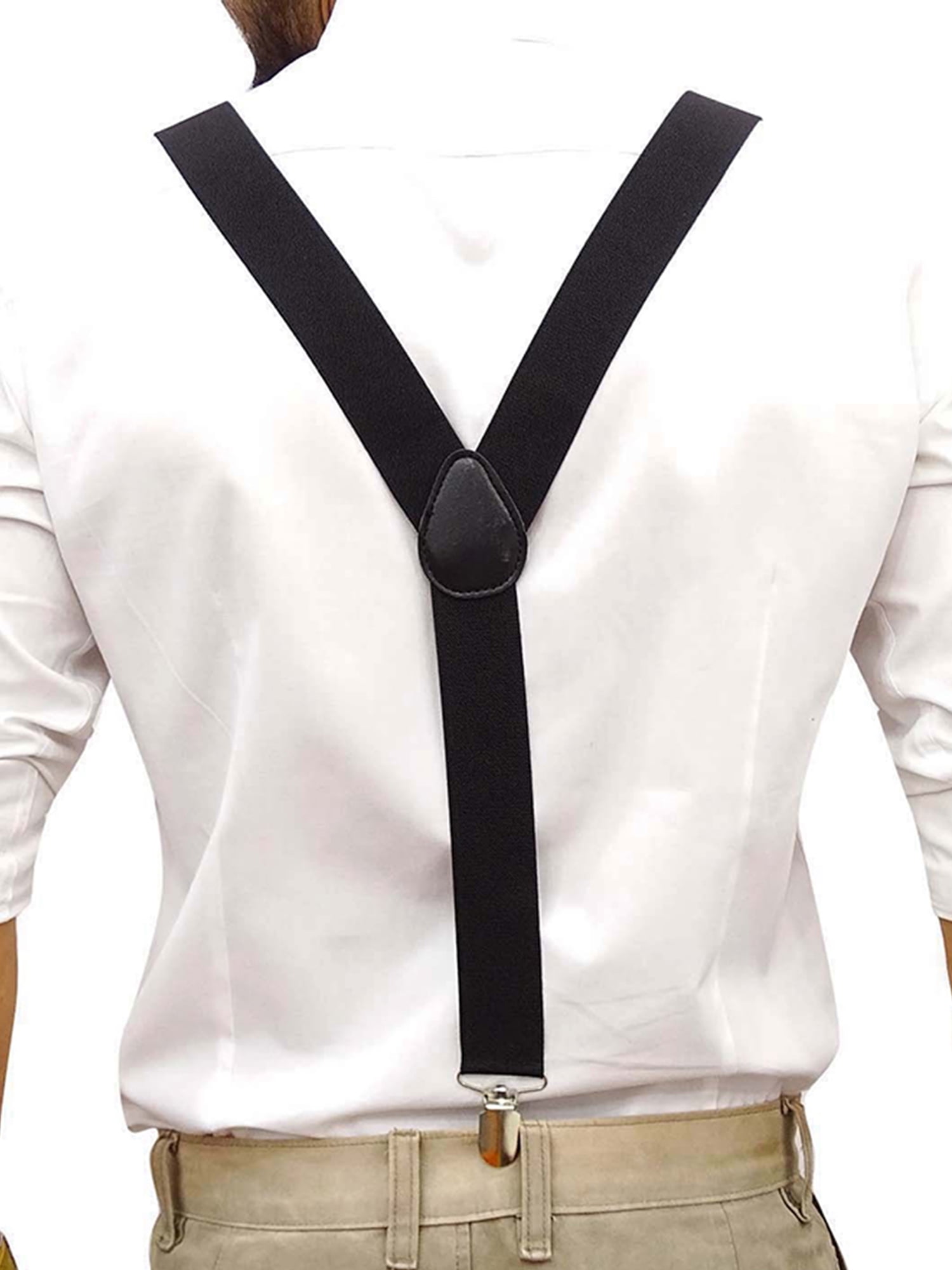 Mens Unisex Clip-on Braces Elastic "Fleur de lis" Y-back Suspender 
