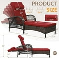 thumbnail image 4 of EPICOZY 2-Piece Outdoor Wicker Lounge Chairs with Cushion, Rattan Patio Chaise Loungers with 6-Level Backrest, All Weather Lay Flat Pool Sunbathing Recliner Chair, Armrest and Head Pillow, Red, 4 of 7
