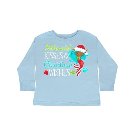 

Inktastic Mermaid Kisses and Christmas Wishes with Seashells Gift Toddler Boy or Toddler Girl Long Sleeve T-Shirt