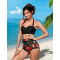 thumbnail image 3 of ONLYSHE Summer Two Piece Swimsuits for Women Bathing Suits Halter Bikini Swim Bra With High Waist Shorts, 3 of 6