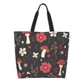 thumbnail image 2 of Bingfone Canvas Tote Bag For Women With Inner Pocket Aesthetic Cute Shopping Tote Bags Reusable Grocery Bags-Fly Agaric And Flowers, 2 of 9