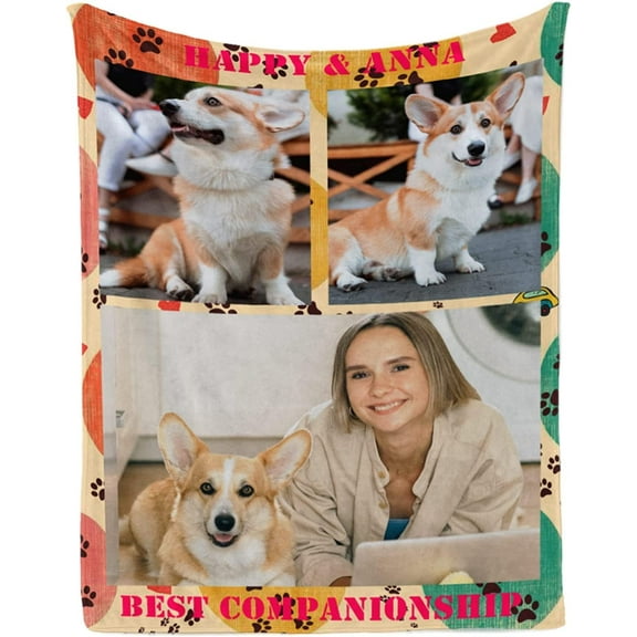 Custom Blanket with Text Photos,Personalized Customized Picture Blankets for Best Friend Bestie Sister BFF Christmas New Year Birthday Gifts 5 Photos Collage Blankets