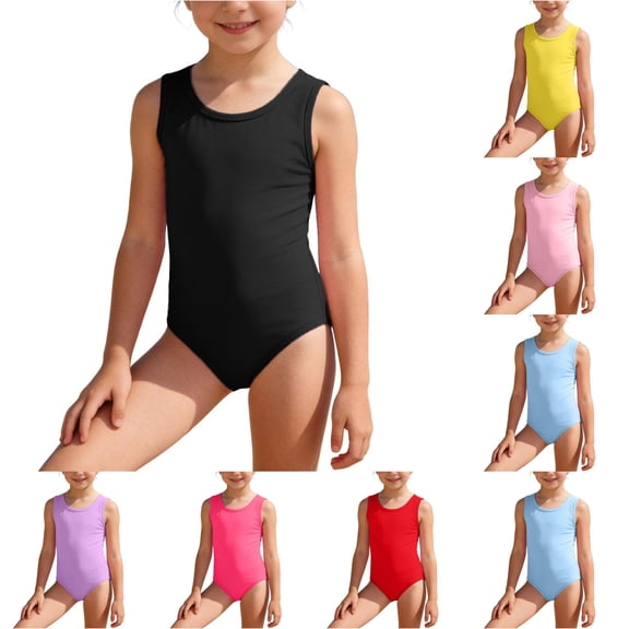 PRfgtbd Girls One Piece Swimsuit Solid Color Bathing Suit For Kids Swimwear Summer Beach Pool Wear Breathable Comfortable Fit Swimsuits 15-16 Years