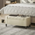 thumbnail image 2 of HOMCOM Rectangular Tufted Linen Storage Ottoman Bench with Flipping Top, 2 of 10