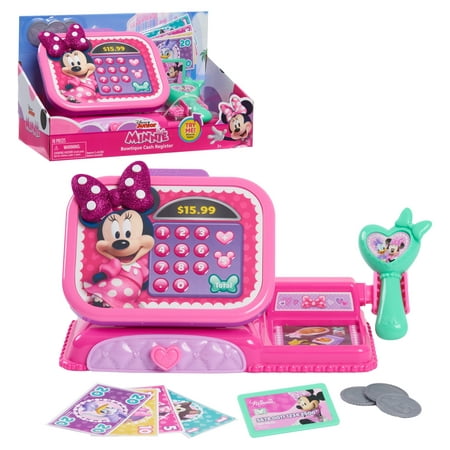 Disney Junior Minnie Mouse Bowtique Cash Register with Sounds, Dress Up and Pretend Play, Kids Toys for Ages 3 up