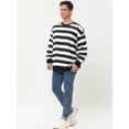 thumbnail image 4 of Camiseta de manga larga con cuello redondo y cuello redondo a rayas para hombre En blanco y negro XXL, 4 of 6