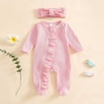 thumbnail image 2 of Baby Bodysuit For Boys And Girls Long Sleeve Footed Romper with Snap Closure In Solid Colors For Fall And Winter Infant Wear, 2 of 6