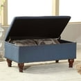 thumbnail image 3 of HomePop Banc de Rangement en Lin avec Garniture de Clous et Couvercle à Charnières, Bleu, 3 of 12