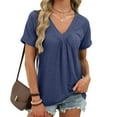 thumbnail image 2 of Sexlip Women's Casual Summer T Shirts Short Sleeve V Neck Tops Tshirts Blue M, 2 of 8