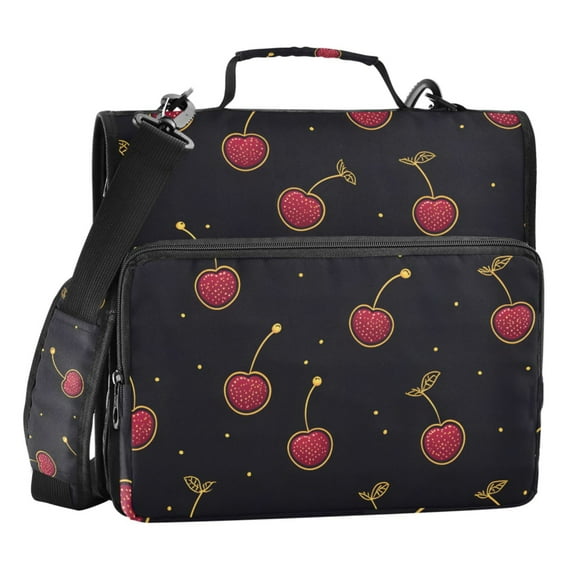 ALAZA Zipper Binder Cherry Golden 3 Ring Trapper Keeper File Folder Organizer Bag
