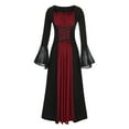thumbnail image 2 of breaise Medieval Victorian Dress for Women 2024 Vintage Gothic Flare Long Sleeve Maxi Dresses Renaissance Color Block Lace Up Dress, 2 of 7