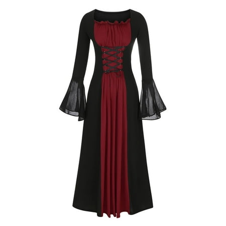 

Women s Victorian Dress Flare Sleeve Renaissance Medieval Vintage Gothic Dresses with Corset Patchwork Ball Gown