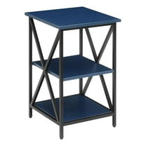 Pemberly Row End Table with Shelves in Cobalt Blue Wood Finish