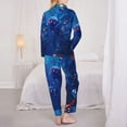 thumbnail image 3 of KLL Deep Sea Glowing Fishes Print Women's Long Sleeve Pajamas with Pants Sleepwear Loungewear 2 Set-Medium, 3 of 8