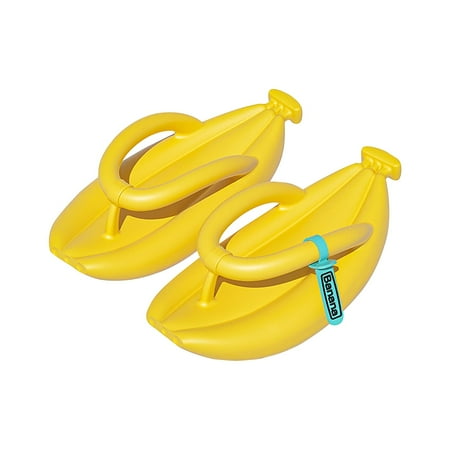 

KOKOI Banana Flip Flops for Women Cloud Slides for women Sandals Pillow Non Slip Slippers Bathroom Shower Summer Pool Beach Creative Fruit Shoes (Yellow)