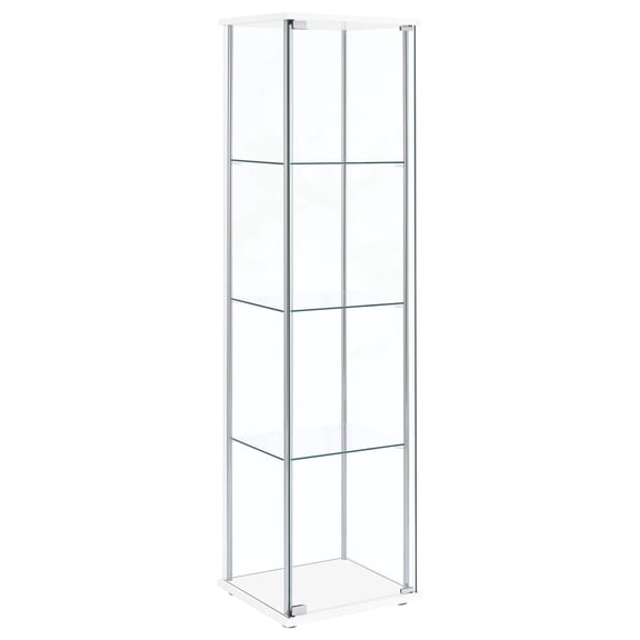 Bellatrix 4-shelf Clear Glass Curio Cabinet White