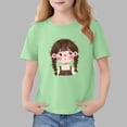 thumbnail image 2 of BXSRUTA Girls Short Sleeve Cotton T-Shirt Bunny Rabbit Print Round Neck Casual Tee for Summer Daily Wear, 2 of 7