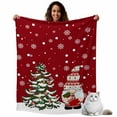 thumbnail image 5 of Throw Blanket Fleece Throw Blanket 40x50in, Christmas Tree Ball Funny Gnome Soft Lightweight Bed Blankets Winter Snowflake on Red Fuzzy Couch Blankets for All Season, 5 of 9