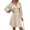 Khaki, variant on WTOBBY Women's Fashionable Solid Color V-Neck Long Sleeve Pleated Versatile Dress Lantern Sleeve Detail for Unique Style Flowy Pleats for Movement Wardrobe Essential,Army Green L