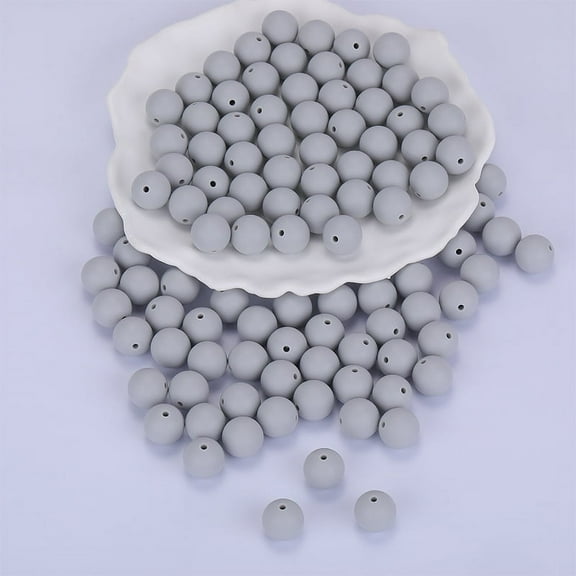 Round Silicone Focal Beads WhiteSmoke 15mm Hole: 2mm