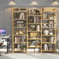 thumbnail image 6 of iSunirm Bookcase with Storage Home Decor Closet Organizers Toy Storage Triple Wide 6-Tier Bamboo 6ft Tall Bookcase with 17 Open Display Shelves Super Large Freestanding Book Shelf Natural, 6 of 6