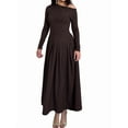 thumbnail image 3 of Women'S Fall Long Sleeve Wedding Guest Dresses One Shoulder Elegant Formal Pleated Midi Maxi Dress Brown S, 3 of 8