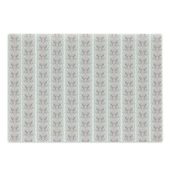 Damask Cutting Board, Floral Botany Ornate Vertical Line in Pastel Tones, Decorative Tempered Glass Cutting and Serving Board, in 3 Sizes, by Ambesonne