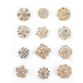 thumbnail image 2 of Yesbay 12Pcs Flower Hollow Shiny Rhinestone Wedding Bridal Scarf Brooch Pins Xmas Gift, 2 of 8