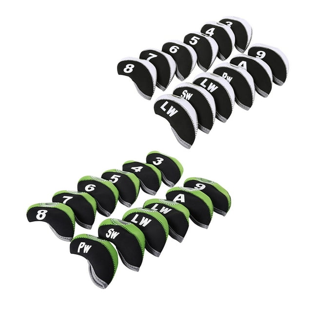 Juego de 24 fundas para cabezas de hierro y wedges de golf verde y blanco