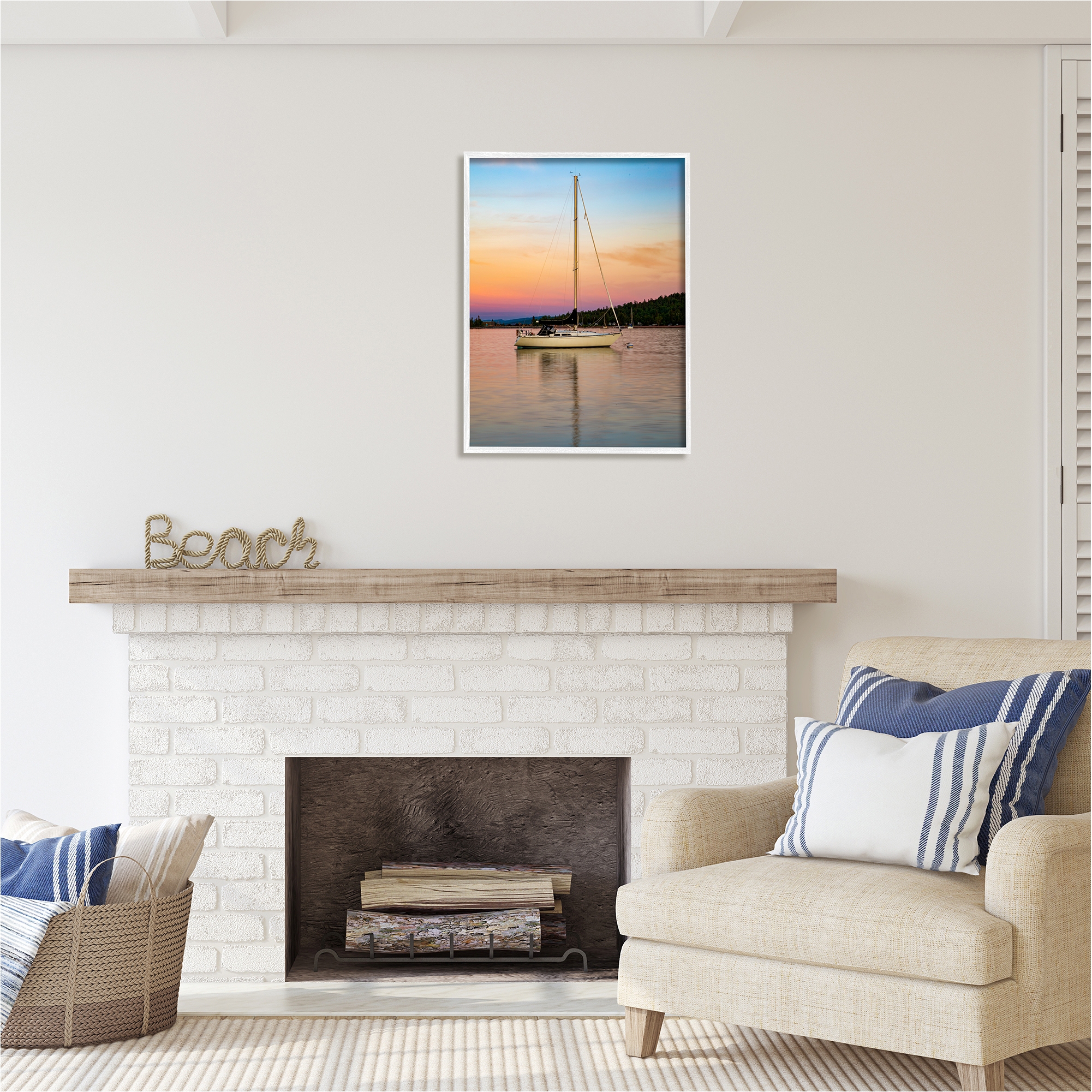 Stupell Industries Sunset Boat Photography Transportation Photography White Framed Art Print Wall Art, 24 x 30