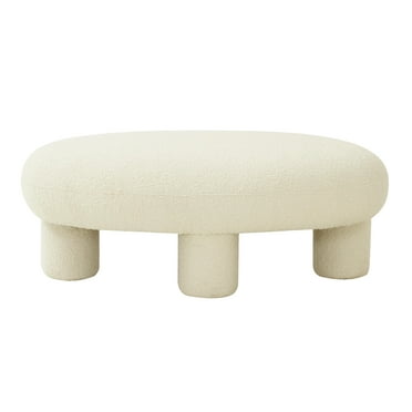TOV Furniture Discus Cream Oval Bouclé Ottoman