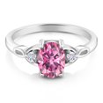 thumbnail image 2 of Gem Stone King 925 Sterling Silver Pink Moissanite and White Lab Grown Diamond 3-Stone Rings for Women (1.46 Cttw, Gemstone, Oval 8X6MM, Available in Size 5, 6, 7, 8, 9), 2 of 4