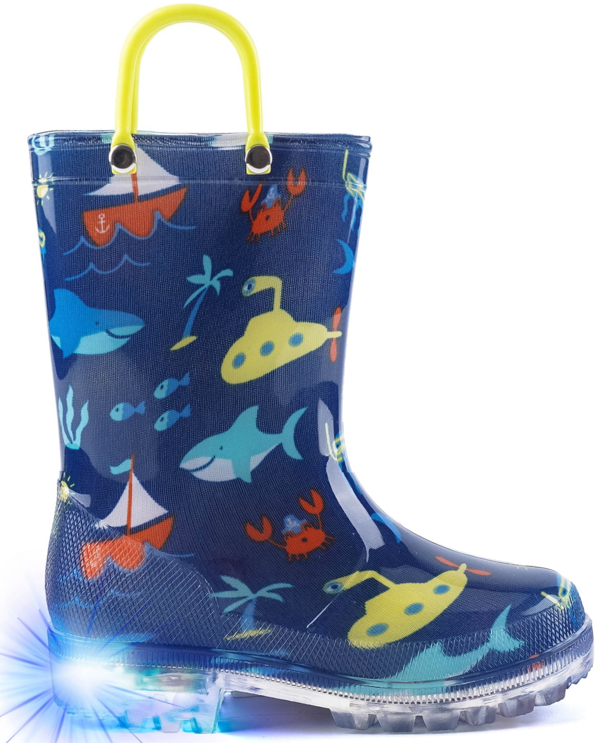 Outee Toddler Kids Printed Light Up Rain Boots Mud Boots 