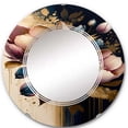 thumbnail image 3 of DESIGN ART Designart 'Pink And Dark Purple Tulips II' Printed Floral Tulip Wall Mirror 24in.x24in., 3 of 5