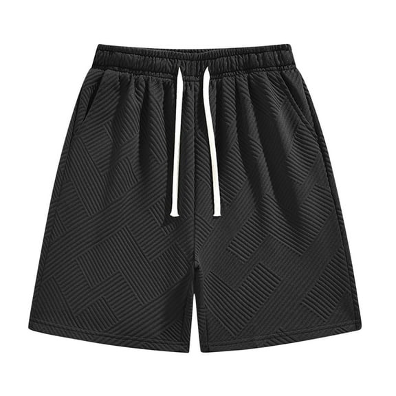 Men's Textured Casual Shorts Summer Drawstring Elastic Waist Texture Vacation Outdoor Beach Shorts