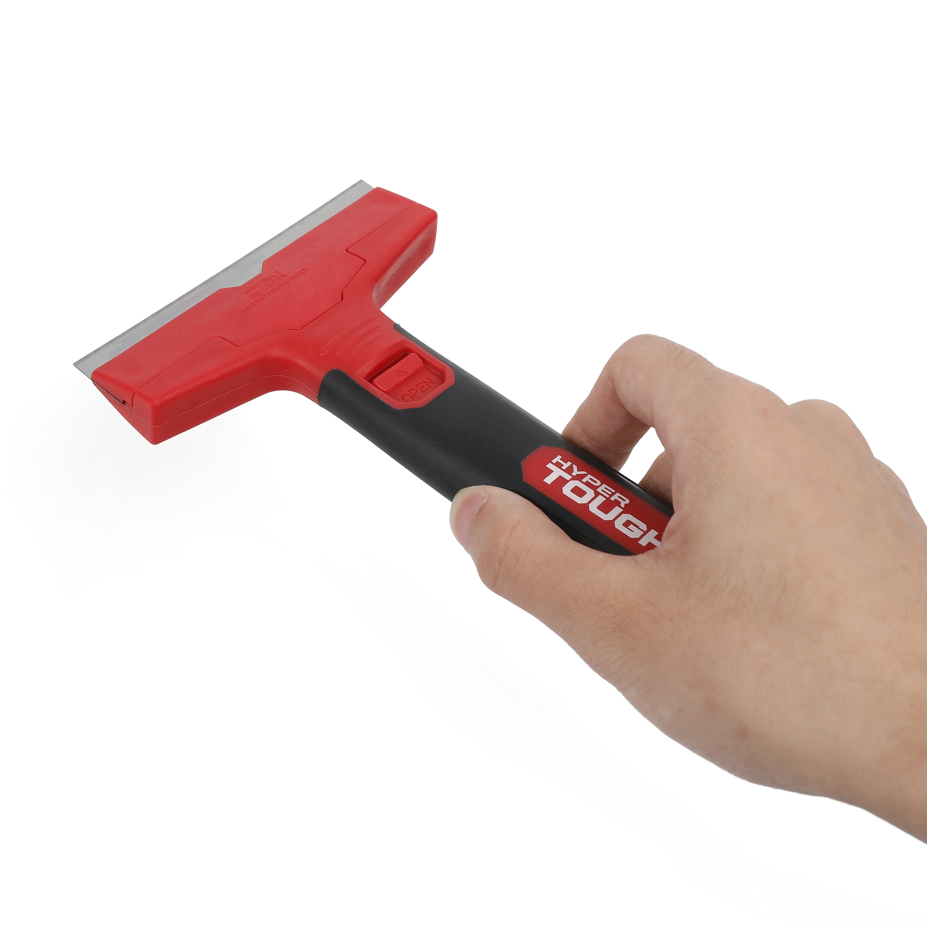 Hyper Tough 4 in Soft Grip Plastic Glass and Tile Scraper with 3 Blades, 7.69 in, 4.06 in, 1 in