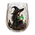 thumbnail image 2 of Astrology Starry Witch Stemless Tumbler, 2D Detailed Printed Glass Drinking Cup, Mystical Lunar Pattern Glassware for Kitchen, Bar and Everyday Household Use (Dark Green), 2 of 4