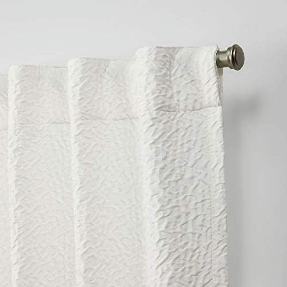 Nicole Miller Textured Matelassé Hidden Tab/Rod Pocket Top Light Filtering Curtain Panel Pair, 50"x96", Snowflake