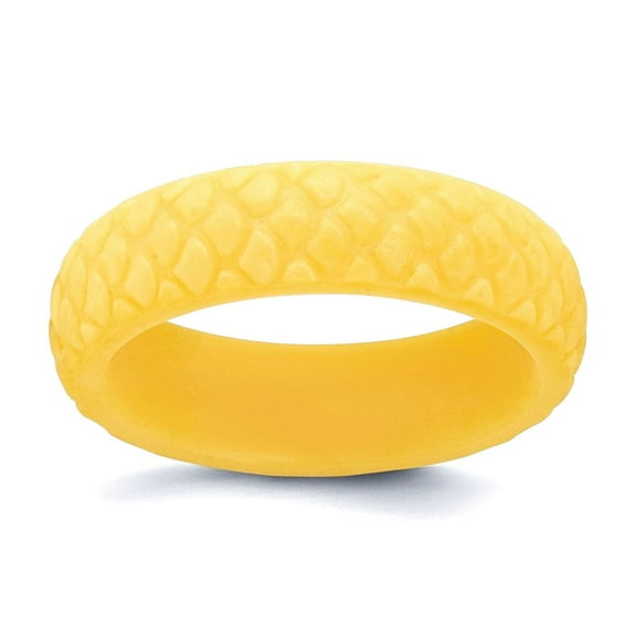 Silicone Yellow Mermaid Pattern 5.7mm Band Size 7 Ring for Women and Men