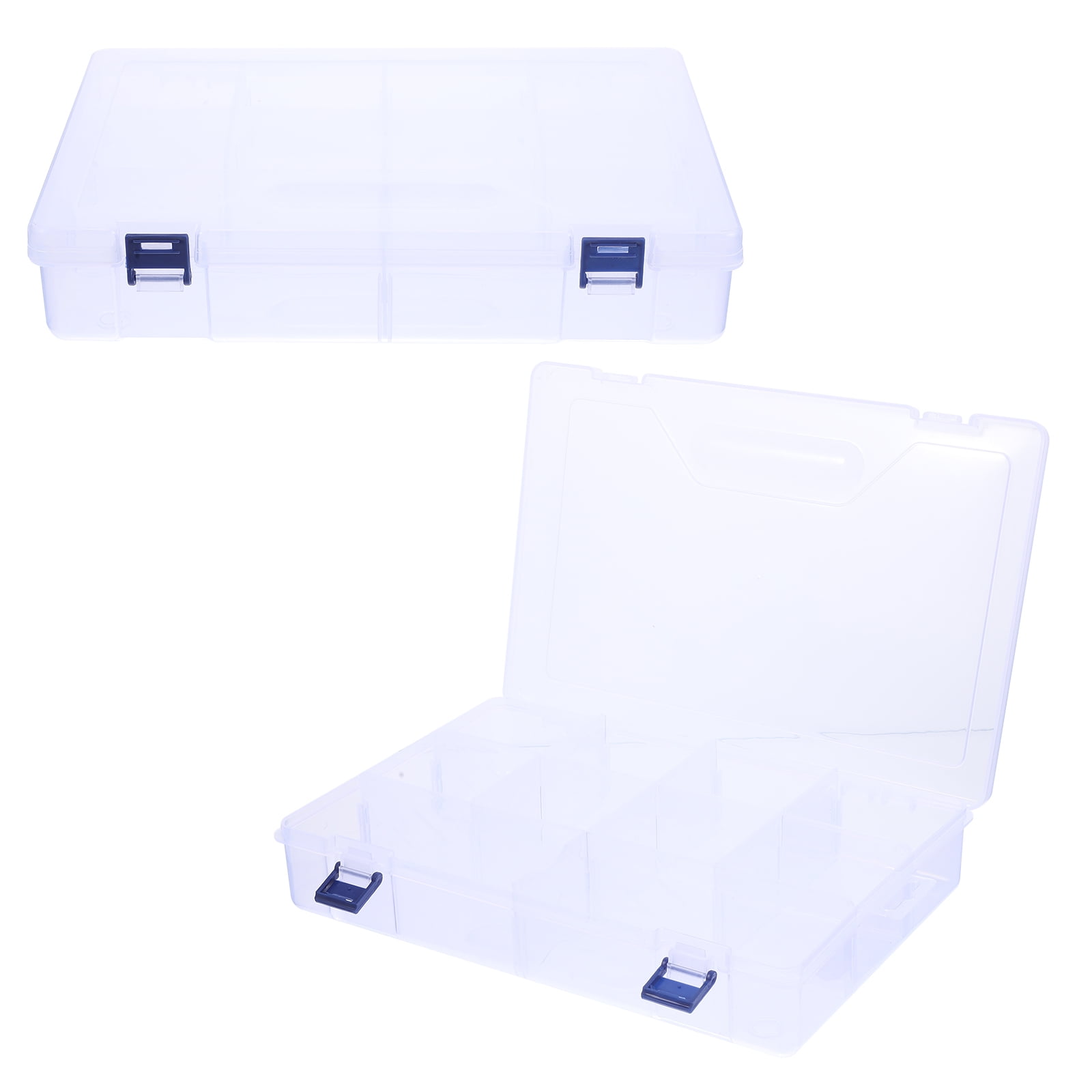 LABSERRON 2Pcs Transparent Case For Beads Rectangular Multi-Grid Organizer Box