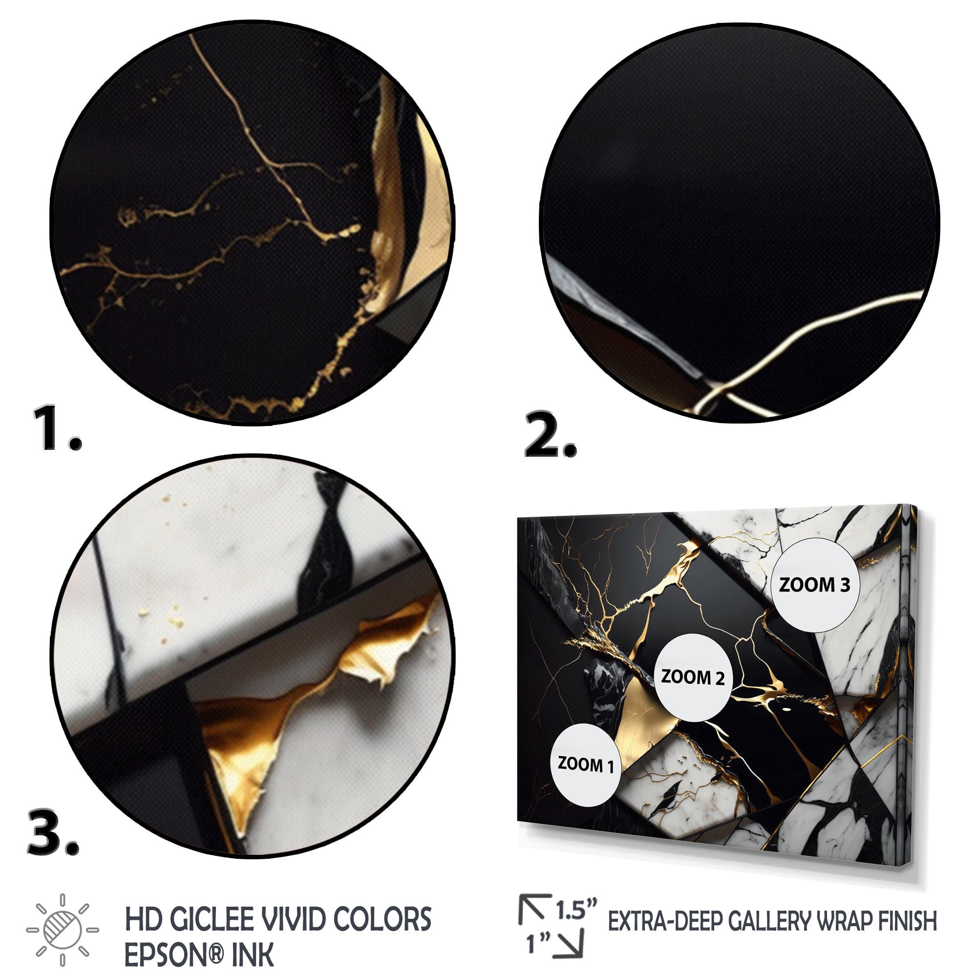Designart Abstract Geode Gold IV Canvas Wall Art