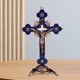 thumbnail image 4 of Crucifijo y estatuilla de soporte, esculturas de cristiana para capilla, decoración para hogar, regalos religiosos coleccionables , Azul Sunnimix Crucifijo de pie, 4 of 7