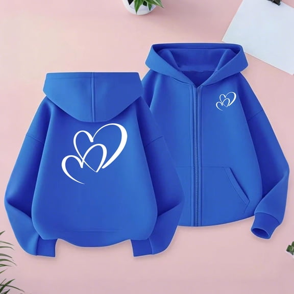 uublik Girls Sweatshirt Graphic Cute Preppy Hoodie Sweatshirt Pullover Top Size 3T-13 Blue
