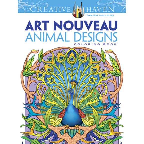 Pre-Owned Creative Haven Art Nouveau Animal Designs Coloring Book (Paperback) 0486493105 9780486493107