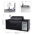 thumbnail image 3 of 6-Burner 83500 BTU Deluxe Stainless Steel Gas Outdoor Kitchen Bar Barbecue Island Grill + Stainless steel Sink with Single Door Storage Cabinet + Wine Cooler Compact Refrigerator, 3 of 13