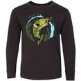 thumbnail image 3 of Inktastic Leaping Bass Fish Fishing Illustration Long Sleeve Youth T-Shirt, 3 of 5