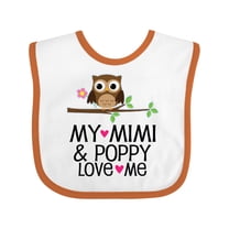Inktastic Mimi and Poppy Love Me Grandchild Owl Girls Baby Bib