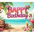thumbnail image 3 of Colorful Design Happy Birthday Tropical Beach Banner Decorative Flamingo Parrot Floral for Beach Party Celebration Kids, 3 of 7
