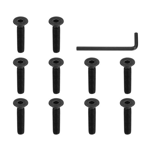 1/4-20 x 1-1/4 Inch Flat Head Socket Cap Screws Hex Socket Drive Machine Screws UNC Coarse Full Thread Black 10 Pcs